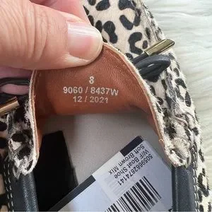 Marks & Spencer NWT Cream & Brown Animal Print Leather Calf Hair Boat Shoes 8W MARKS & SPENCER Calf-Hair Leopard Boat Shoes Loafers Flats  main image 4